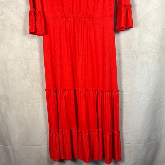 Boden Jordana Maxi Dress Size 6 Red Split VNeck Tiered Casual Soft Boho Festival - Picture 6 of 11